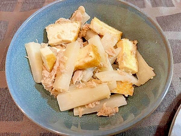 辛味大根と厚揚げのツナ煮込み