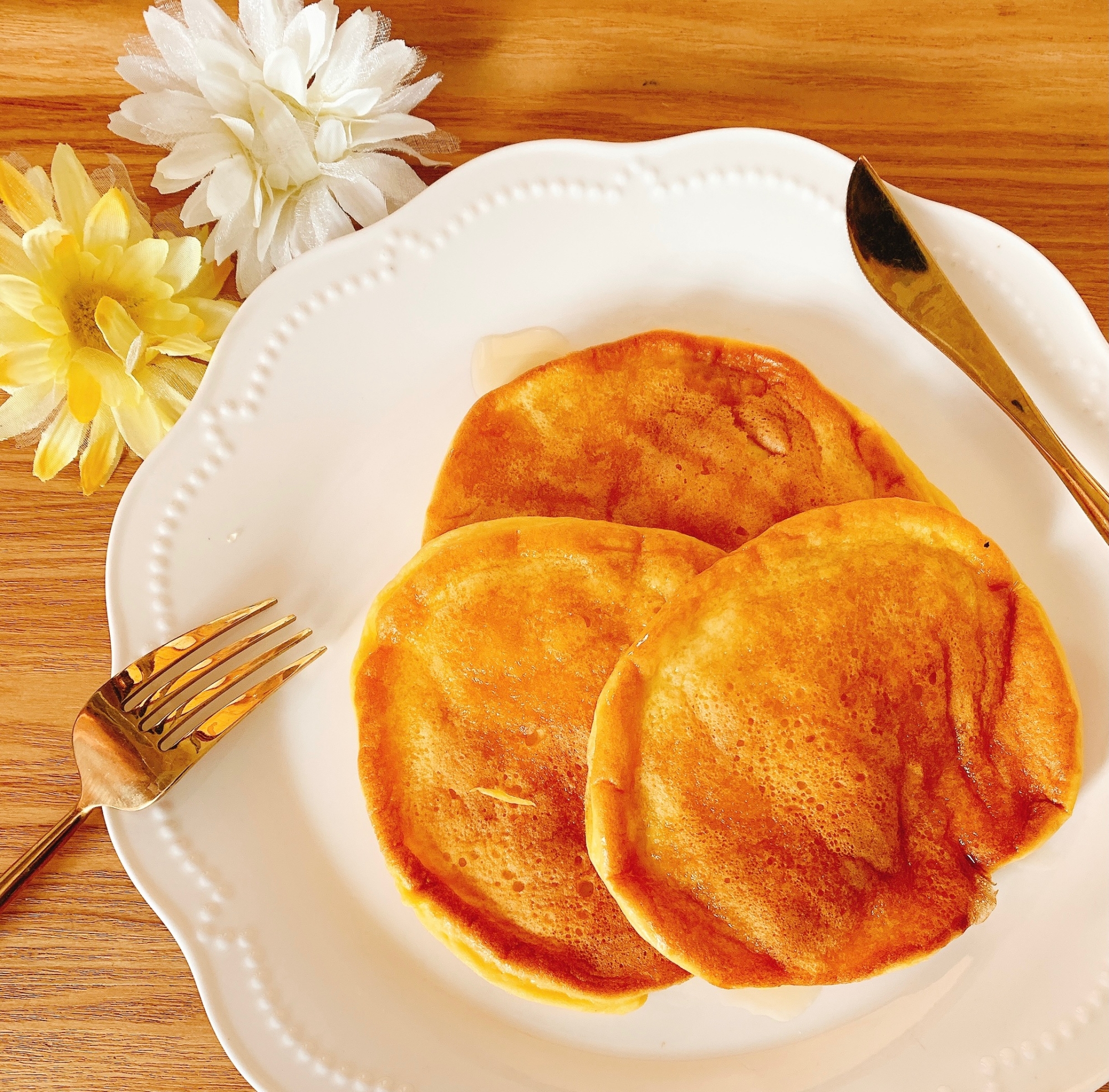 お弁当♪卵なし冷めてももちもち米粉パンケーキ✧˖°