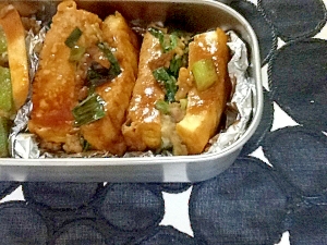 厚揚げのにら団子はさみ焼き