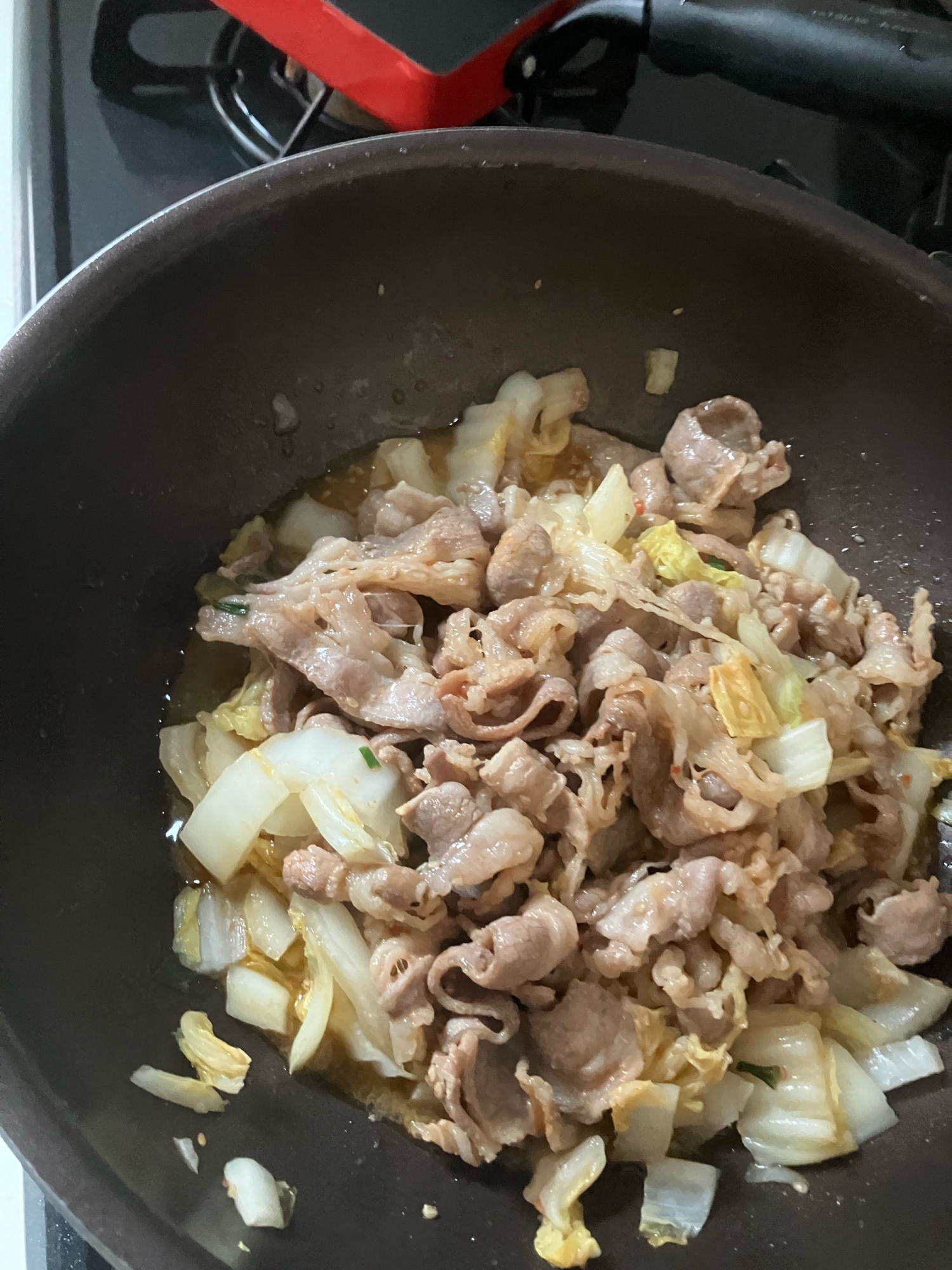 牛肉と白菜とネギの甘辛炒め