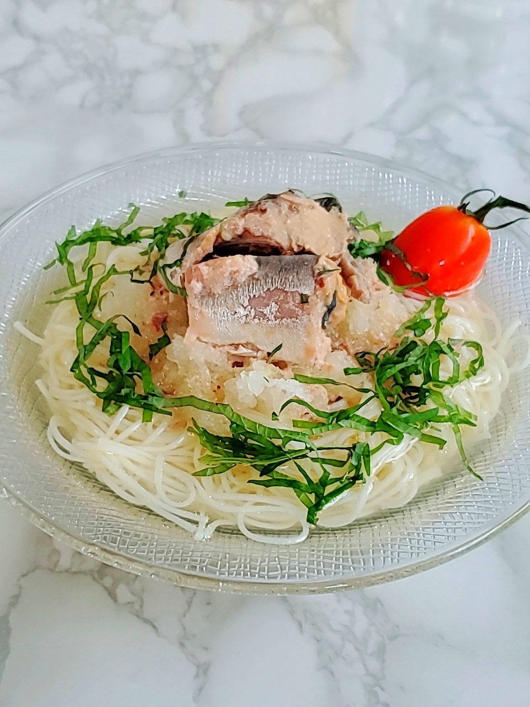 鯖缶おろし白だし素麺