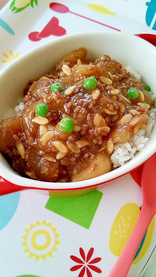 冬瓜のわたと挽き肉のこってりあんかけ丼