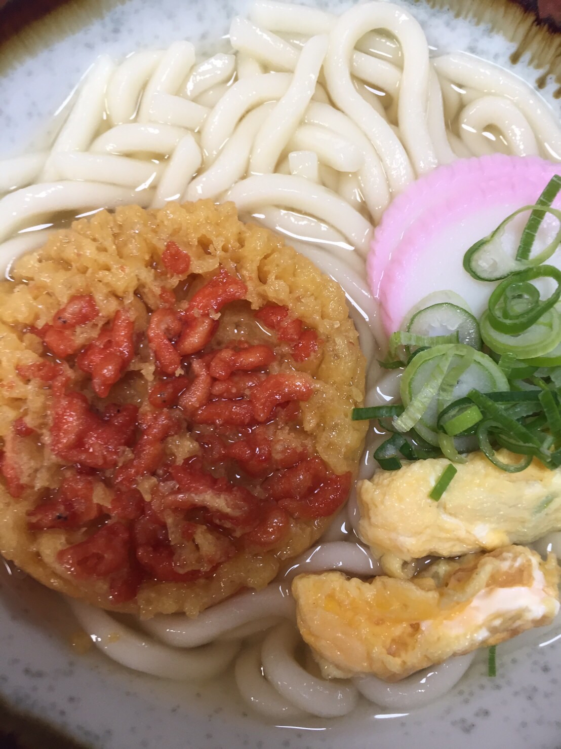 市販えび天ぷらと卵焼きのせ☆うどん(*^^*)