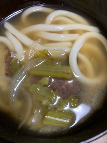 鶏もも肉と白菜入りの温うどん