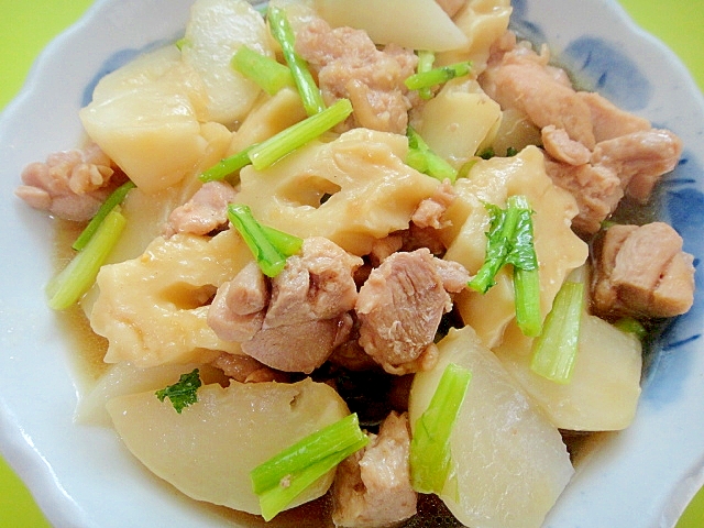 カブとちくわぶ鶏肉の煮物