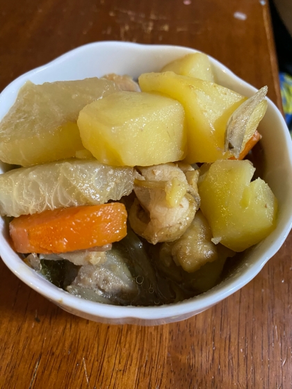 鶏肉と大根とじゃがいもの煮物