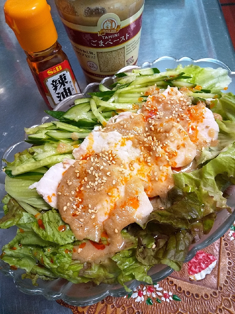 バンバンジー風 蒸し鶏のごまドレッシングサラダ レシピ 作り方 By れあmix 楽天レシピ