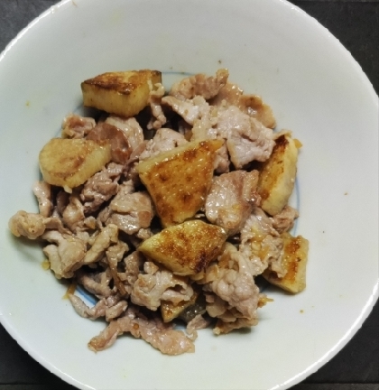 長いもと豚肉の甘辛炒め