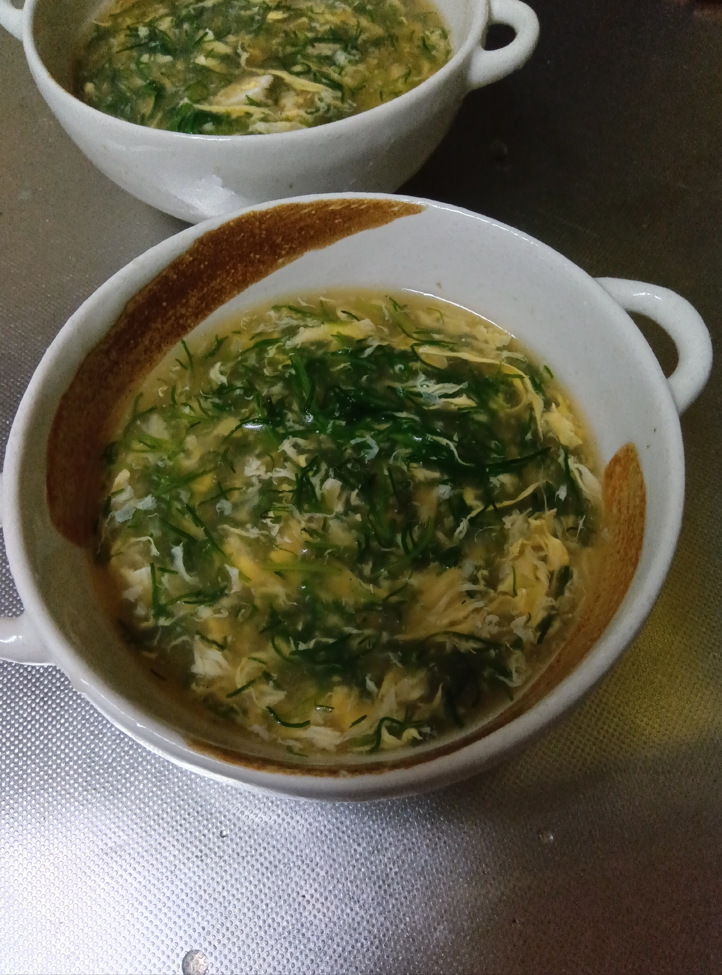 オカヒジキの中華風の卵スープ