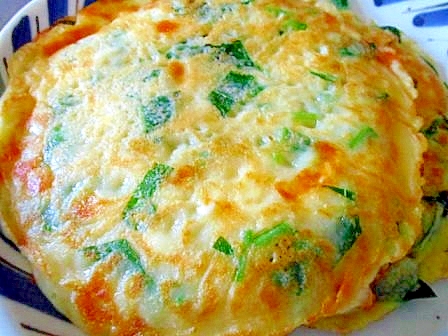 皿にのった空芯菜のチヂミ