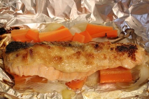 魚焼きグリルで鮭のマヨ味噌ホイル焼き