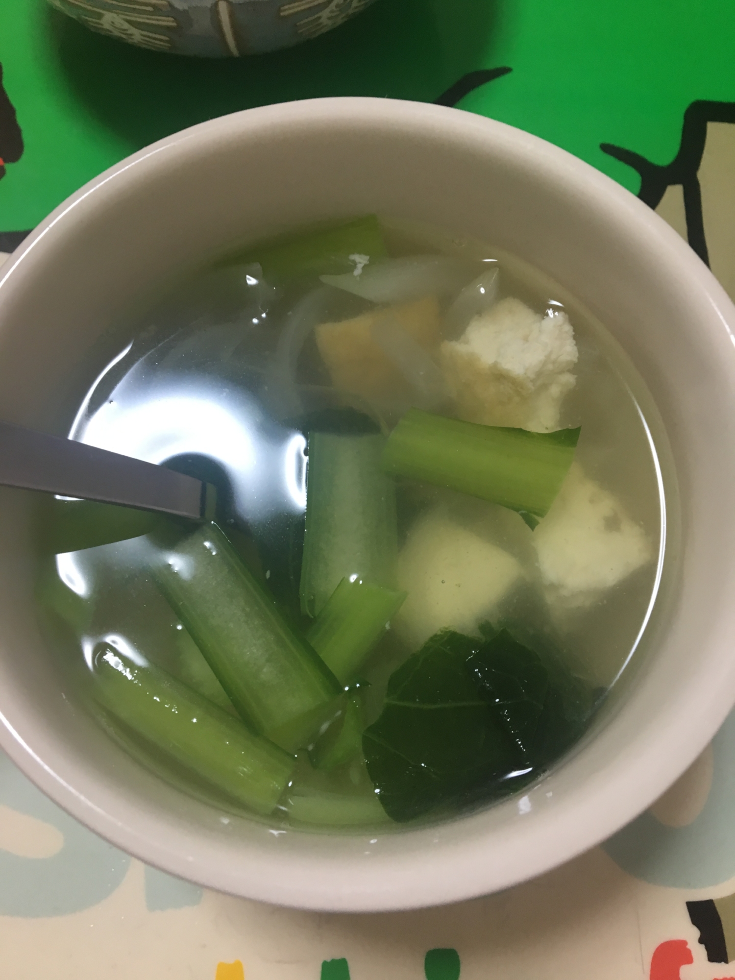 小松菜と厚揚げの中華スープ