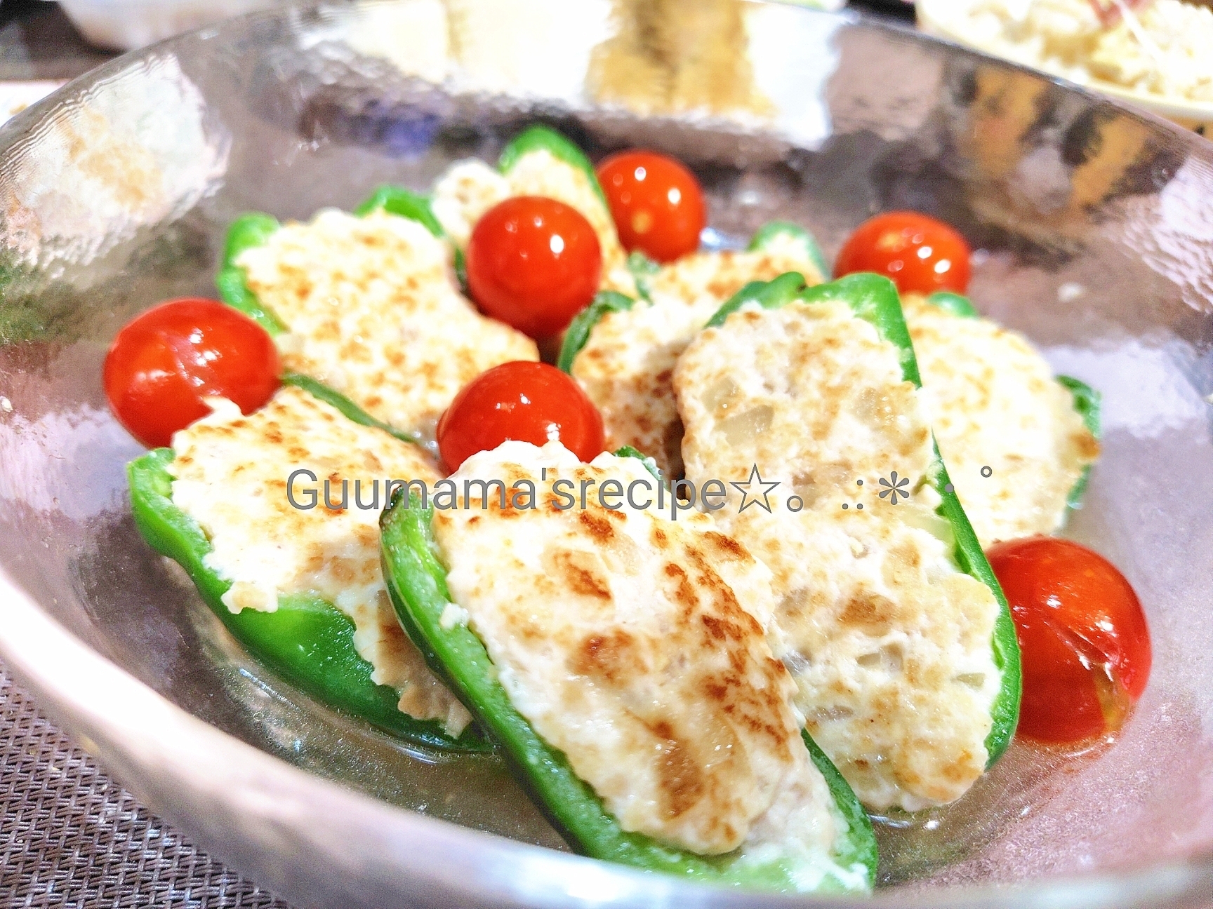 お出汁で食べる♡冷やしも◎さっぱり♡ピーマン肉詰め