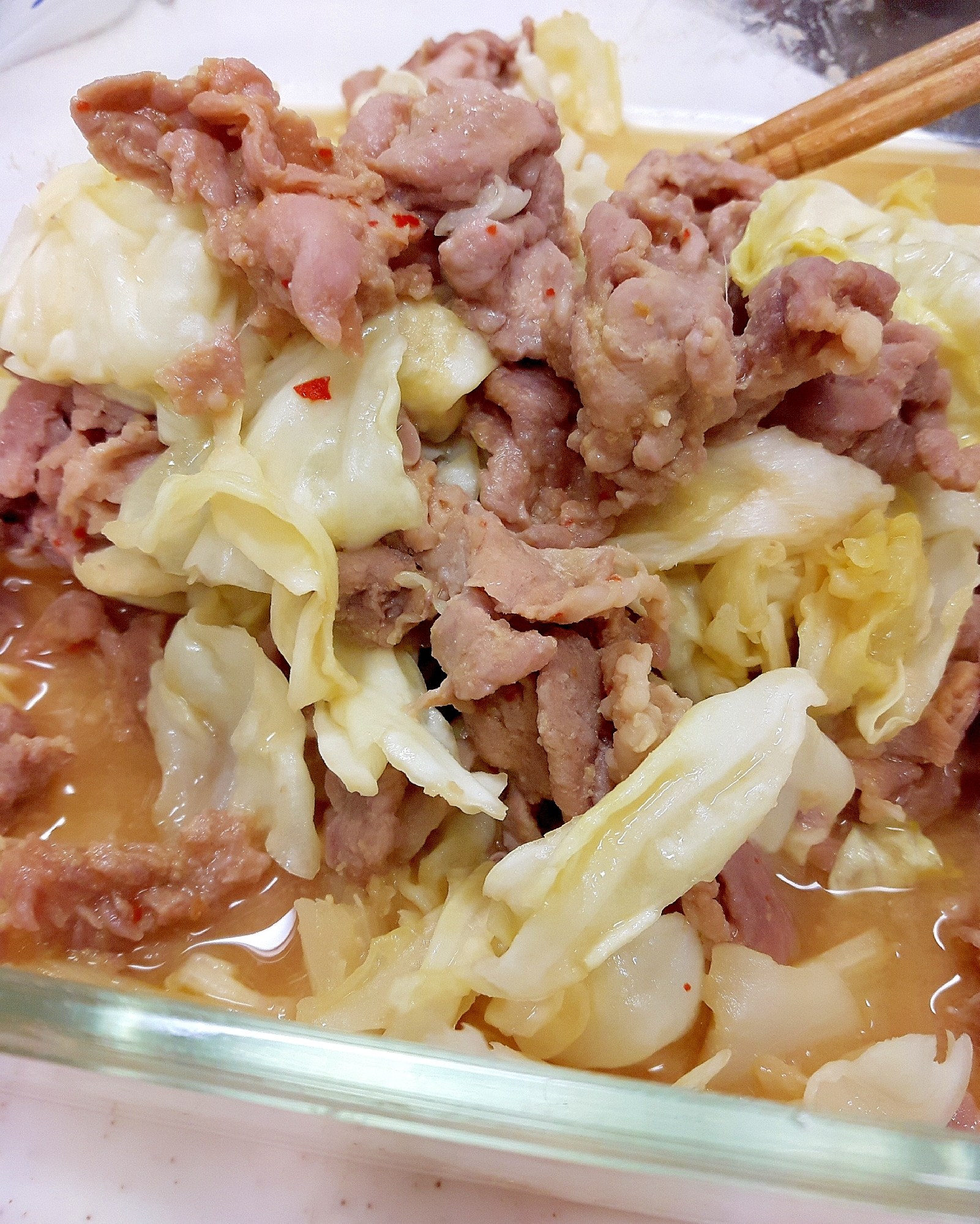 電子レンジで!豚肉とキャベツの簡単ホイコーロー♪