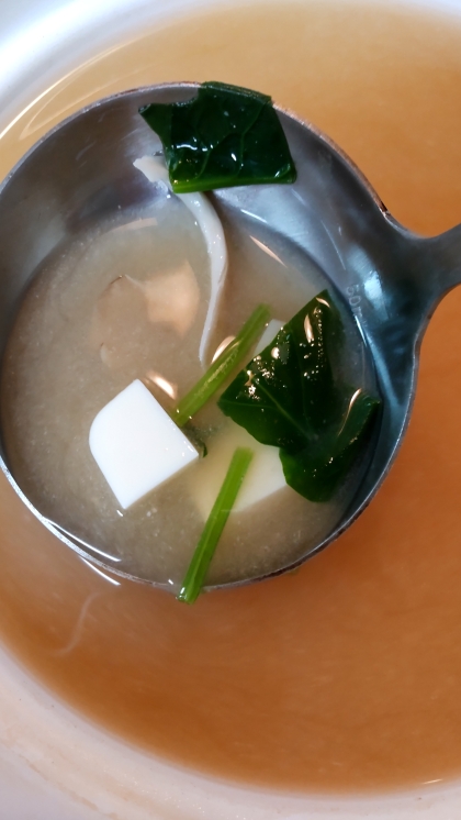舞茸とほうれん草と豆腐味噌汁