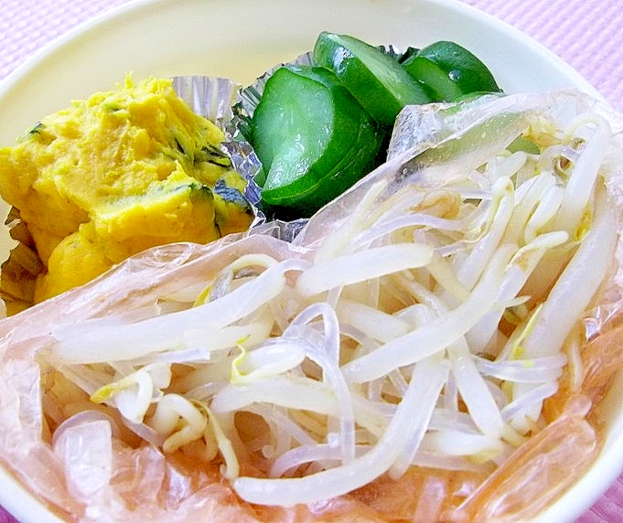 レンジで簡単♪もやしと春雨のトマト煮風