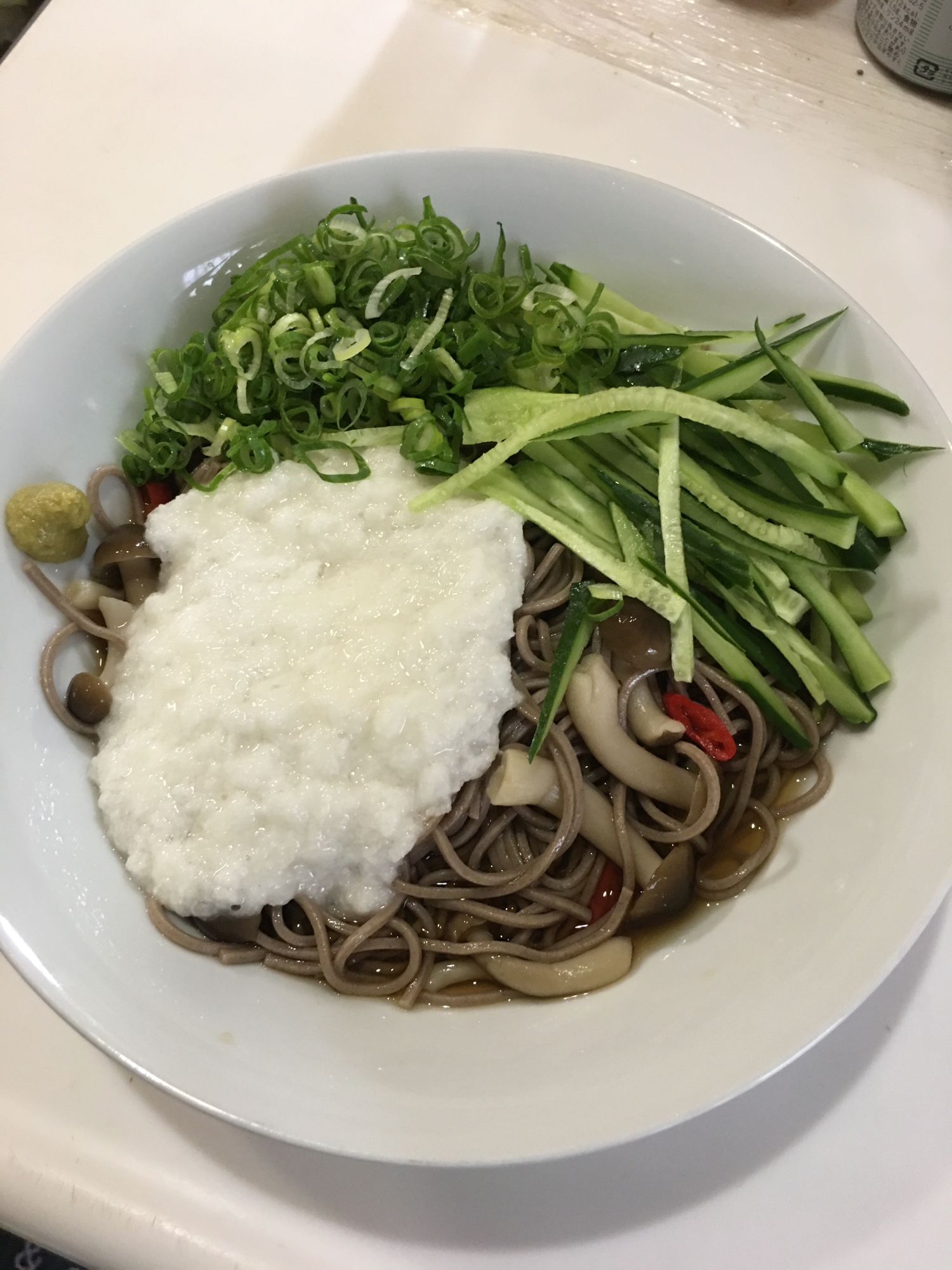 ピリ辛キノコとろろ蕎麦