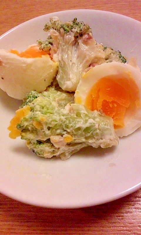 ブロッコリーと卵、ハムのサラダ