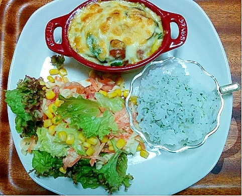 豆腐クリームグラタン&ココナッツご飯&ジャーサラダ