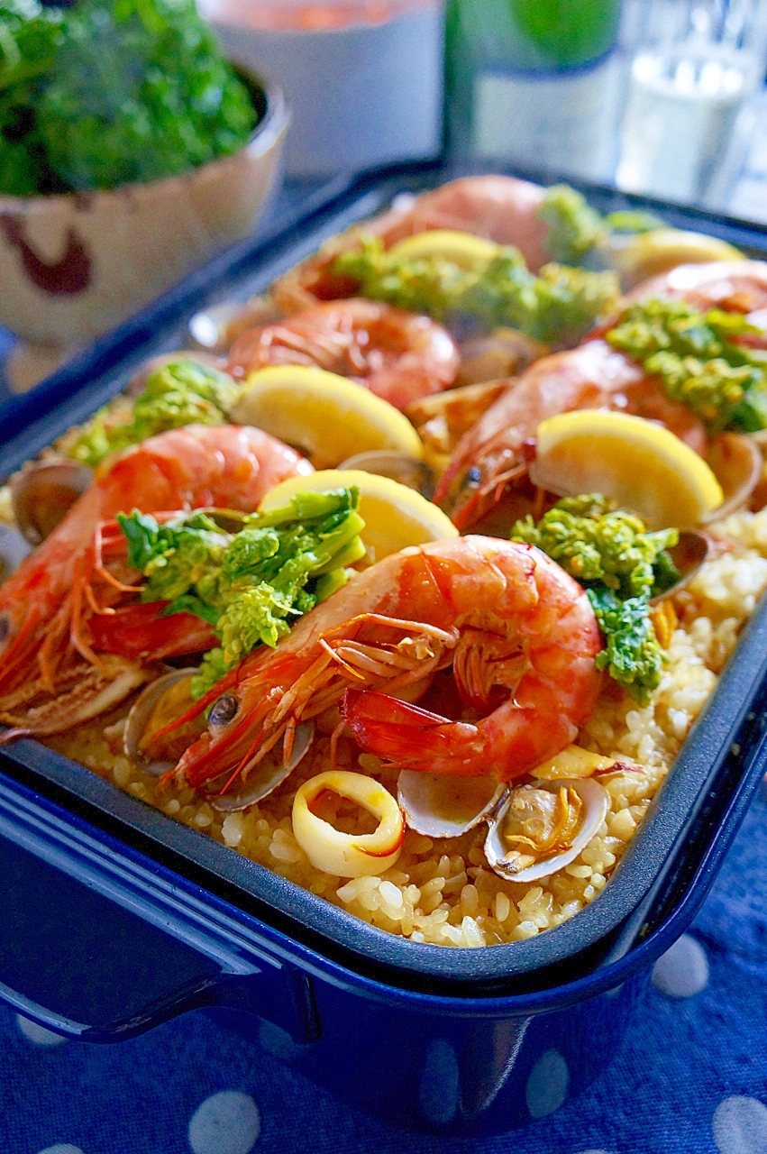 ホットプレートで簡単 ごちそうパエリア レシピ 作り方 By ぷう Pou 楽天レシピ