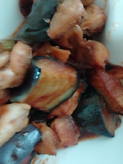ナスと鶏肉のケチャップ炒め