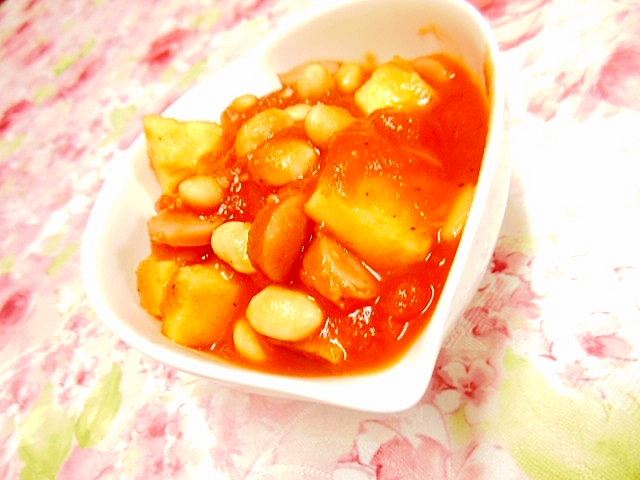 ❤ウィンナーと大豆と薩摩芋のスパイストマト煮込み❤