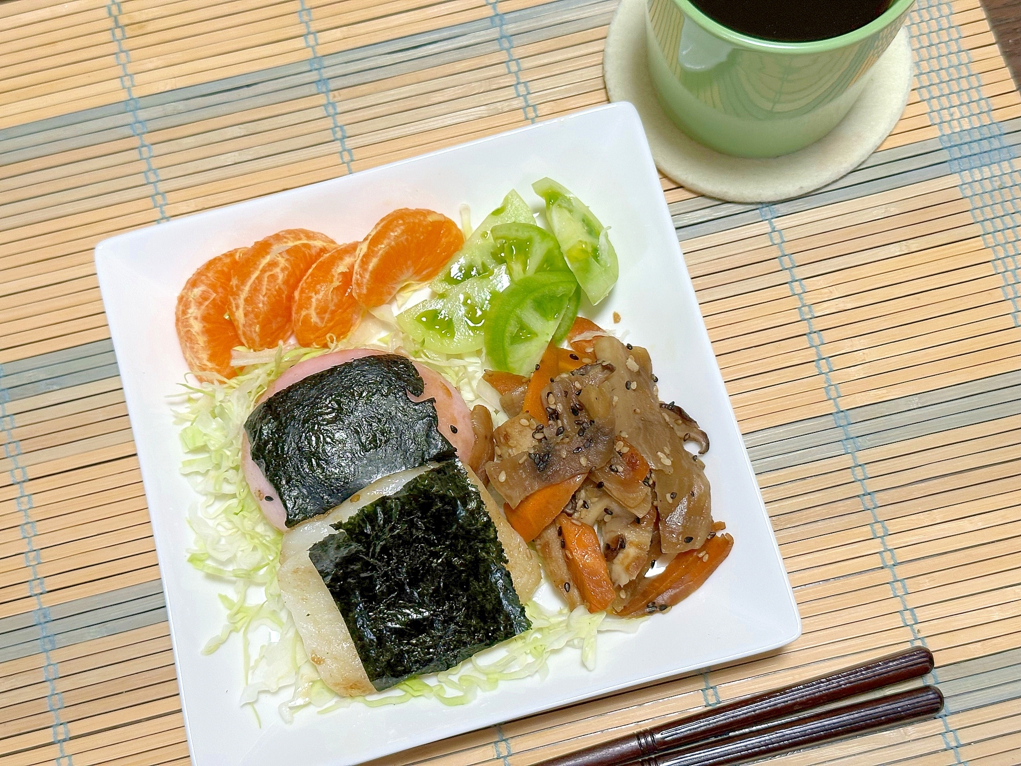 オリショーお海苔で朝餅プレート