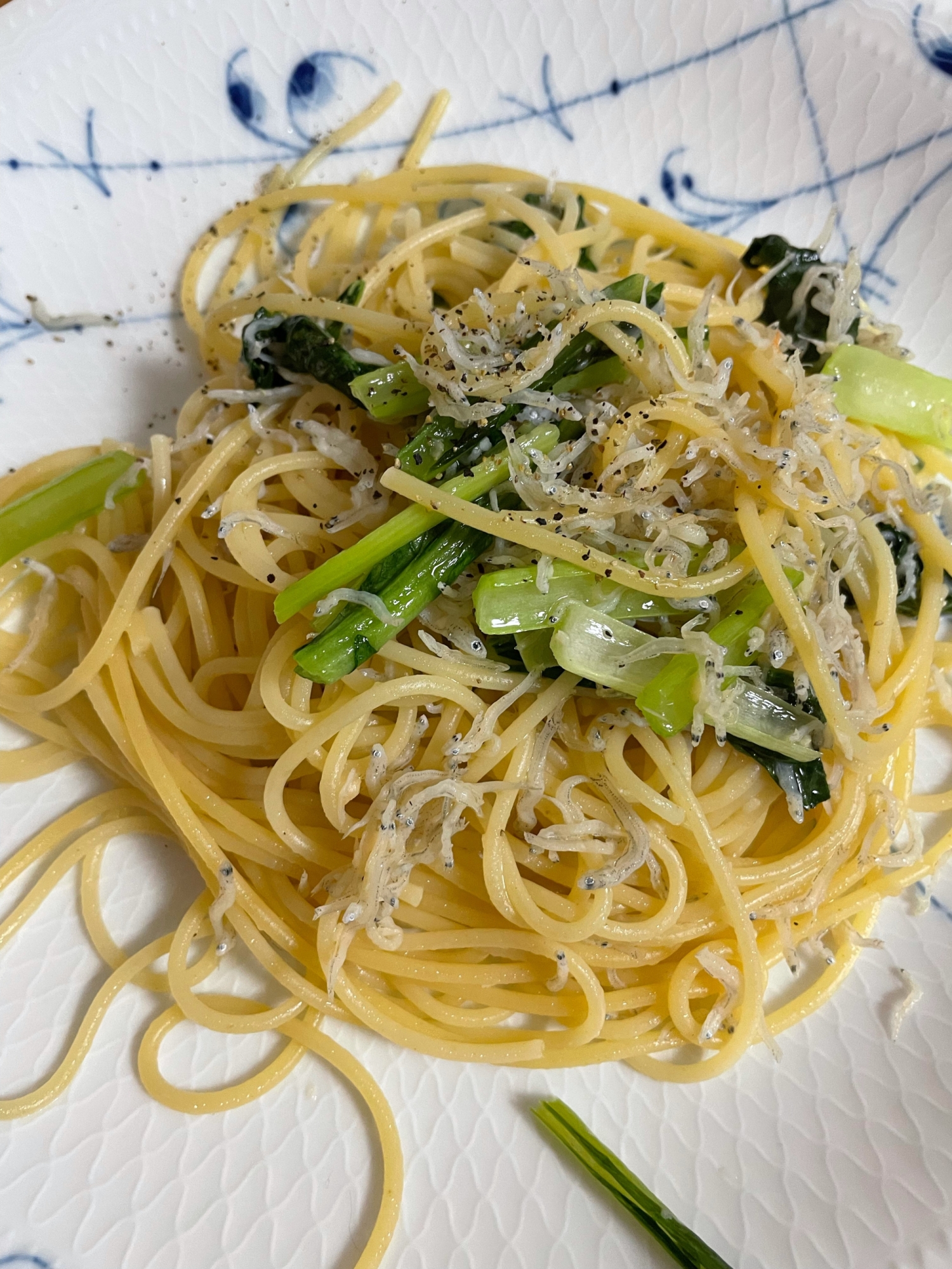 じゃこと小松菜のパスタ