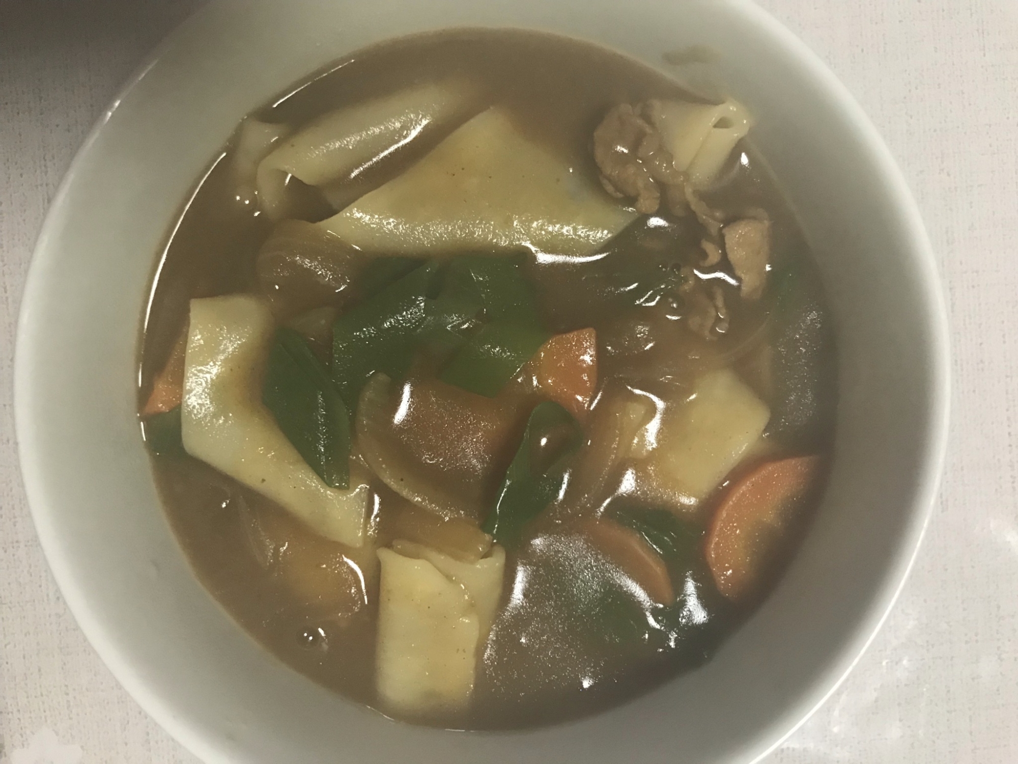 ひもかわうどんでカレーうどん