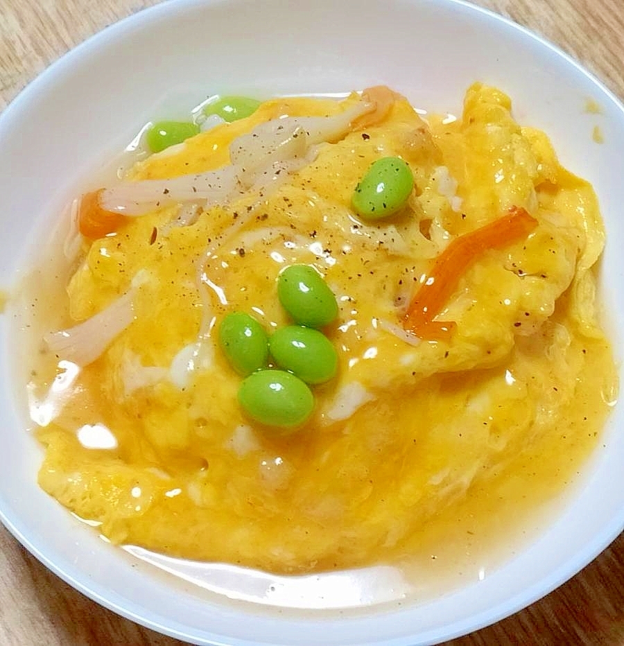 枝豆入り蟹缶で作る天津飯