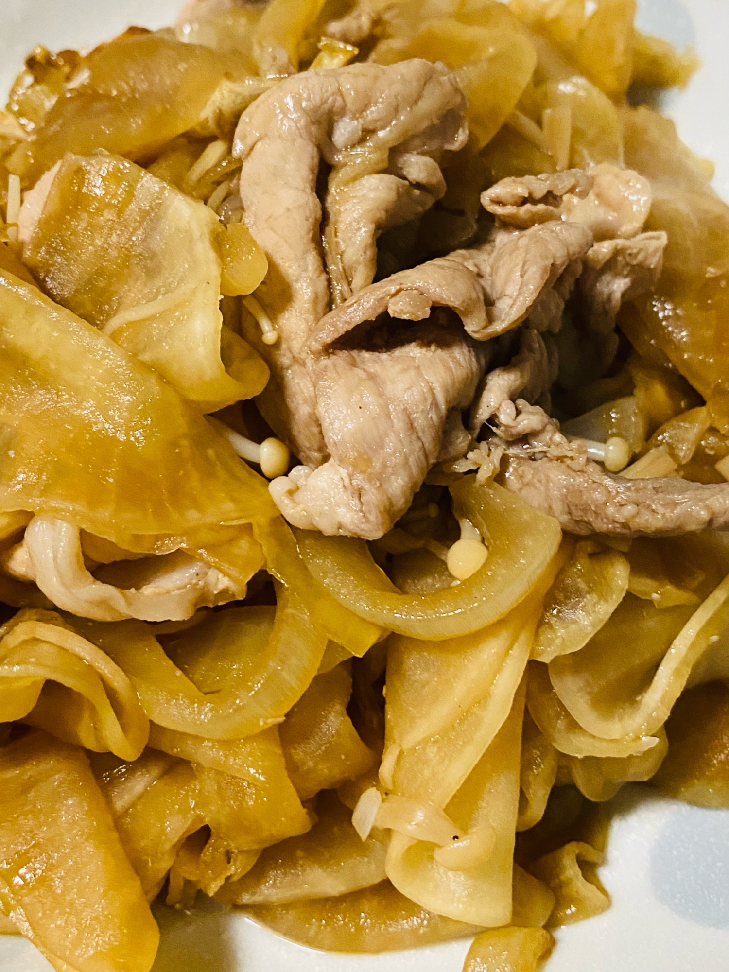 スライス大根と豚肉の炒め物