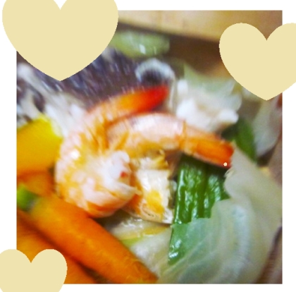 海老白菜黒にんにくの煮物