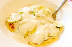 ズッキーニの冷製豆乳クリームスパゲッティーニ