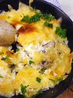 グリルパンで、大和芋牡蠣のチーズ焼き