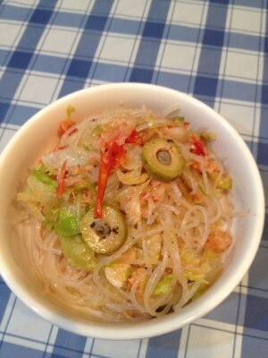 カニ缶で春雨サラダ♫