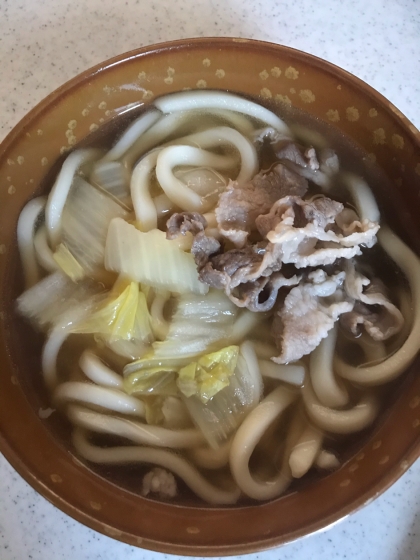 豚こまと白菜ともやしの煮込みうどん