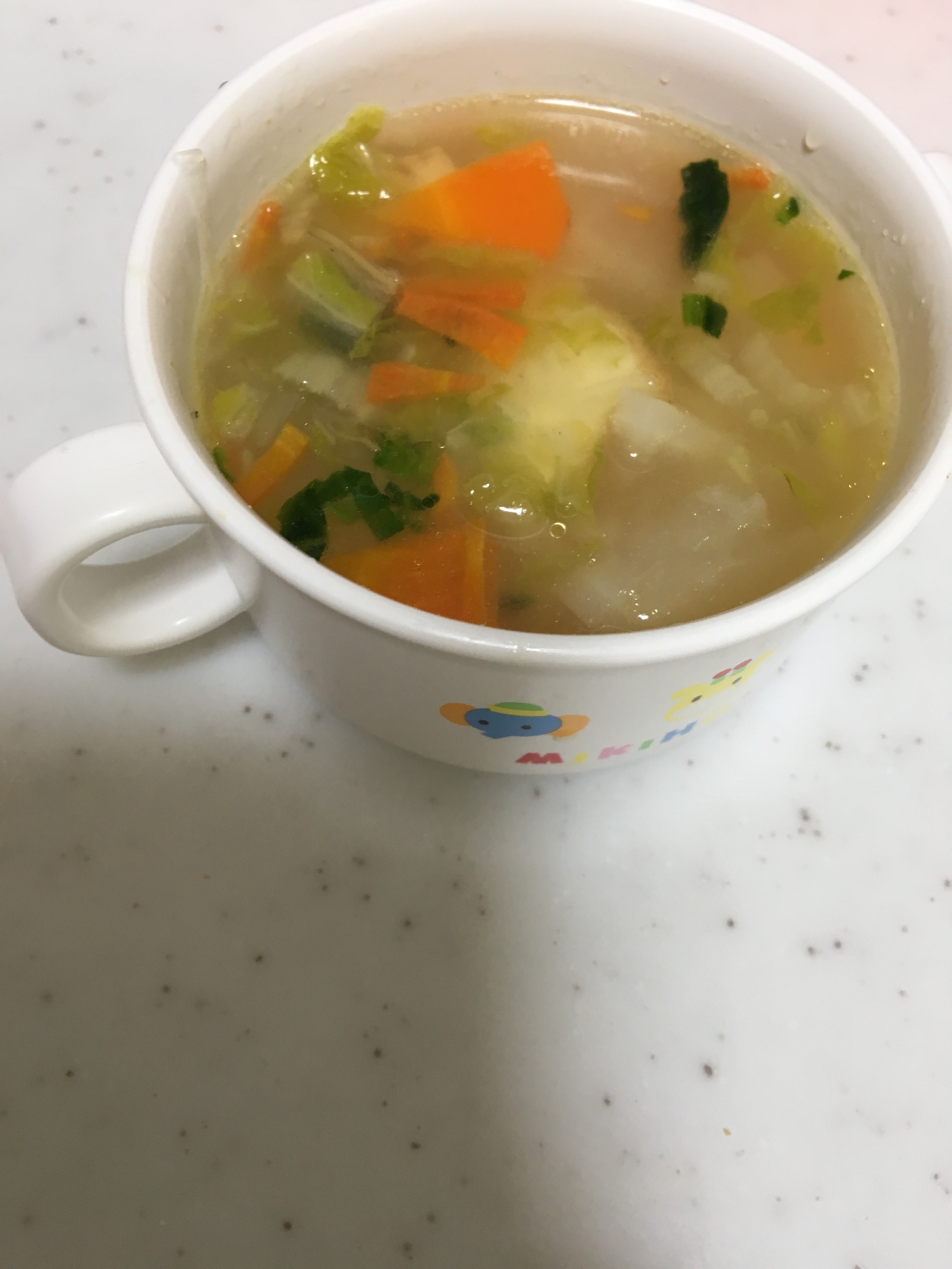 離乳食後期☆厚揚げ豆腐と大根と小松菜の味噌汁☆