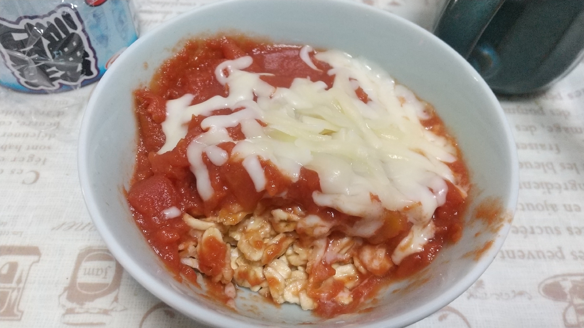 トマト缶チーズオートミール