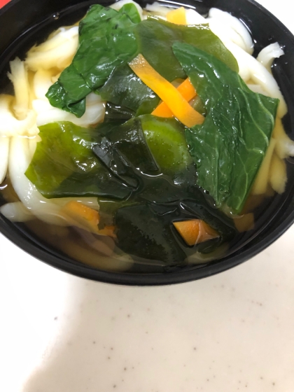 かぼちゃと笹かまの煮込みうどんwith小松菜付き。