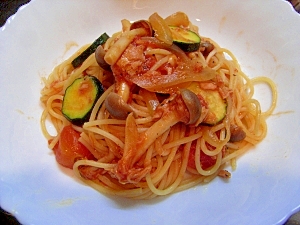 ツナとズッキーニのトマト旨味パスタ