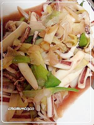 たっぷり食べられる☆イカネギ炒め