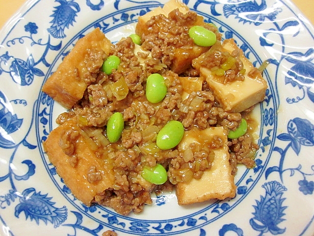 厚揚げの挽肉あんかけ