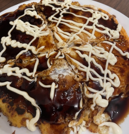 キャベツいっぱいのお好み焼き