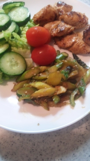 アスパラとセロリのきんぴら