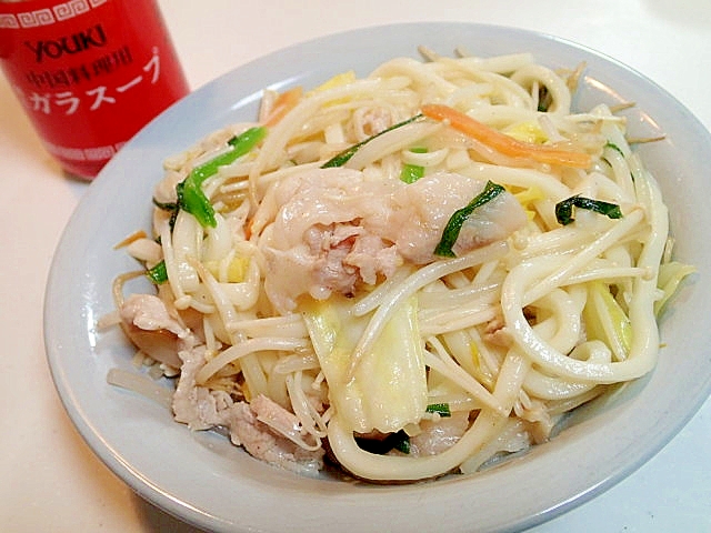 豚ロースとミックス野菜とえのき茸の焼きうどん