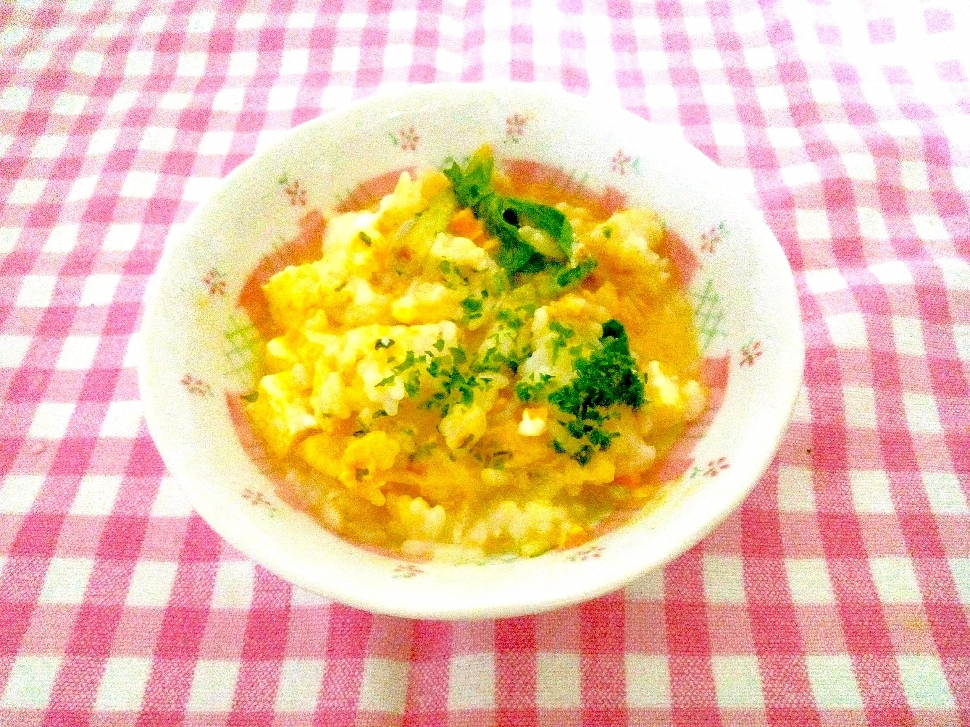 味噌仕立て♪セロリの餅粥