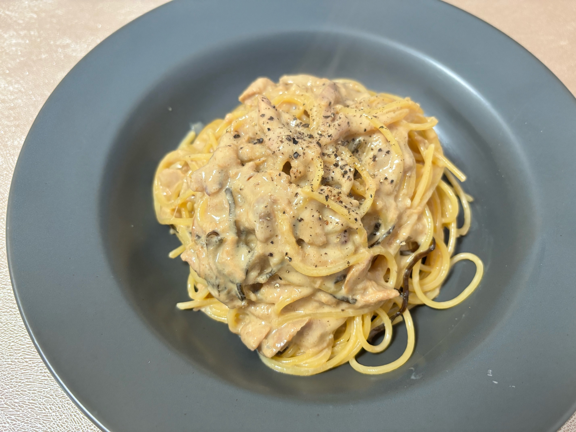 ワンパン包丁いらず！⭐️ツナマヨ塩昆布パスタ⭐️