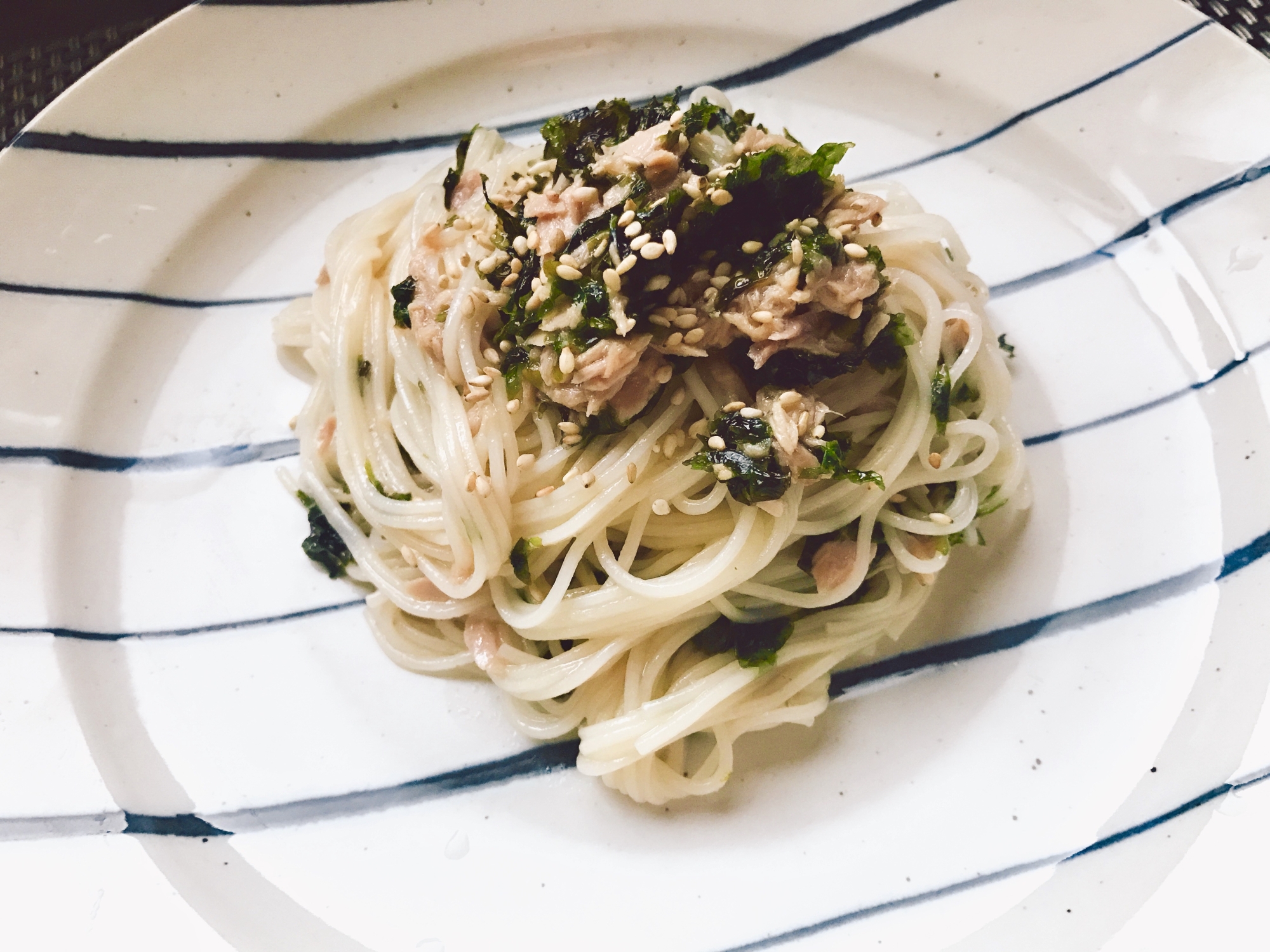 混ぜるだけ！ツナと韓国海苔のそうめん