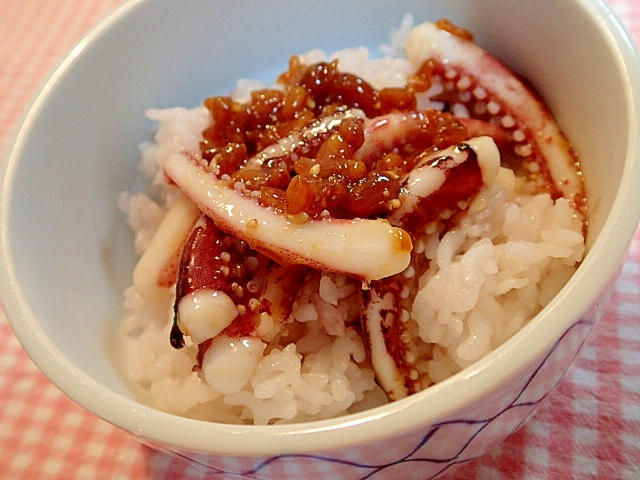 金山寺味噌＆すし酢で　いかげそのっけ丼♬