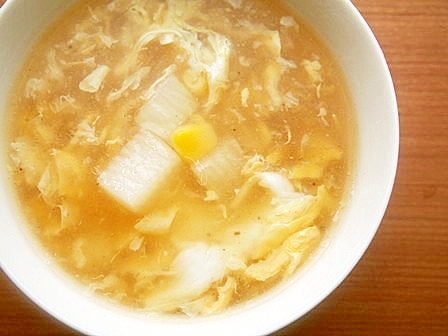 シャキシャキ長芋とコーンの卵スープ